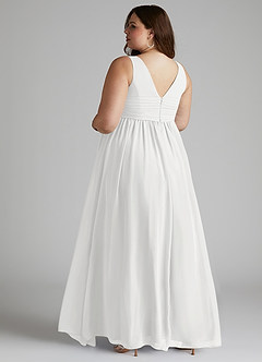 Azazie Yetta Maternity Bridesmaid Dresses A-Line V-Neck Gathered Chiffon Floor-Length Dress image5