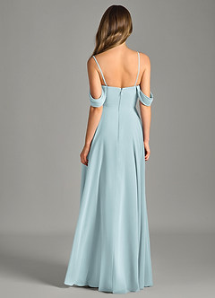 Azazie Chelsey 신부 들러리 드레스 A라인 오프 더 숄더 쉬폰 바닥 길이 드레스 image7