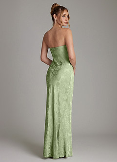 Azazie Viv Bridesmaid Dresses Sage Green Jacquard Sheath Strapless Jacquard Dress image2