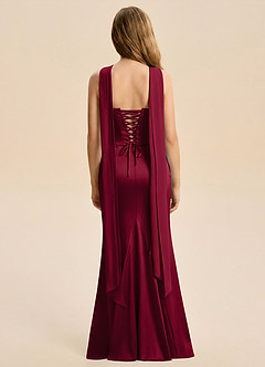 Azazie Sorrel Junior Robe Sirène en Satin extensible Rayé Bourgogne image2