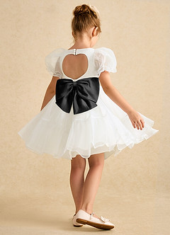 Azazie Debbie vestidos de niña de las flores Vestido de Marfil Negro de Organza de Princesa con Escote de Corazón image6