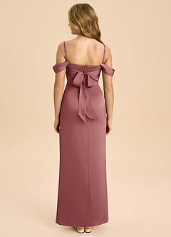 Azazie Saige Junior Amethyst Sheath Off the Shoulder Stretch Satin Dress image2