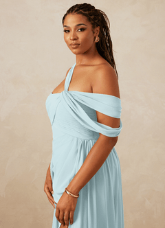 Christian Siriano Bridal for Azazie 1014 Bridesmaid Dresses Mist A-Line Off the Shoulder Chiffon Dress image10