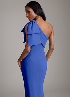 Azazie Yuanna Bridesmaid Dresses Royal Blue Mermaid One Shoulder Chiffon Dress image7