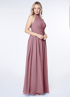 Azazie Iman Bridesmaid Dresses Vintage Mauve A-Line A-Line Ruched Chiffon Dress image6