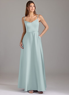 Azazie Marley Bridesmaid Dresses Mist A-Line Off the Shoulder Stretch Satin Convertible Dress image3