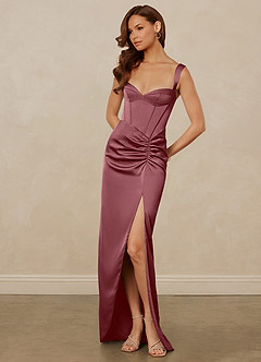 Christian Siriano Bridal for Azazie 1017 Bridesmaid Dresses Desert Rose Sheath Sweetheart Neckline Stretch Satin Dress image3