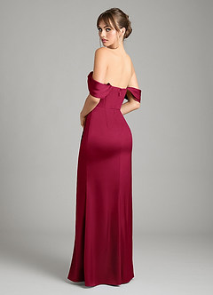 Azazie Johana Bridesmaid Dresses Burgundy Mermaid Off the Shoulder Stretch Satin Convertible Dress image8