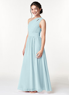 Azazie Molly Junior Sea Glass A-Line Pleated Chiffon Dress image5