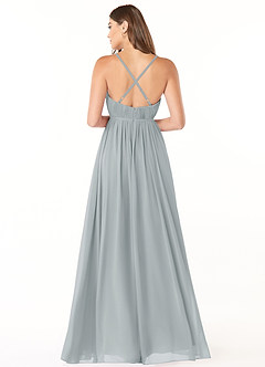 Azazie Blythe Final Sale Dolphin Grey A-Line Pleated Chiffon Dress image2