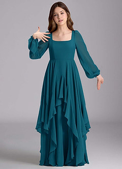 Azazie Clara Junior Klänning av A-Line i Chiffong Blouson image6