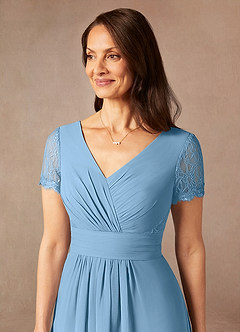 Azazie Polly Kleider für die Brautmutter A-Linie Spitze Chiffon Kleid Stahlblau image8