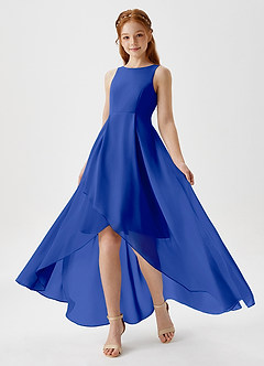 Azazie Lizette Junior Royal Blue A-Line Pleated Chiffon Dress image1