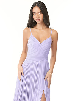 Azazie Vini Brautjungfernkleider A-Linie V-Hals Gefaltet Chiffon Kleid Flieder image6