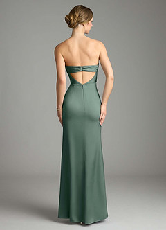 Azazie Leonis Bridesmaid Dresses Sea Moss Mermaid Pleated Stretch Satin Convertible Dress image2