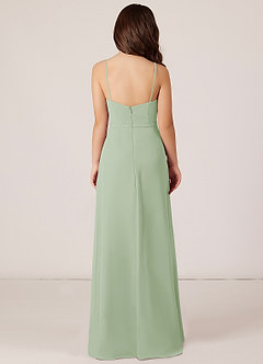 Azazie Kaylee Junior Dusty Sage A-Line with Belt Chiffon Dress image2