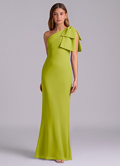 Azazie Yuanna Bridesmaid Dresses Lemongrass Mermaid One Shoulder Chiffon Dress image5