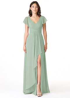 Azazie Omari Bridesmaid Dresses Agave A-Line Chiffon Dress image1