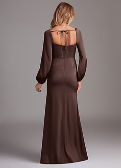 Azazie Charissa Bridesmaid Dresses Ganache Sheath Long Sleeve Stretch Satin Dress image8