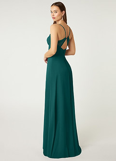 Azazie Minie Bridesmaid Dresses Peacock A-Line Bow Chiffon Dress image5