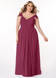Azazie Kaitlynn Bridesmaid Dresses Mulberry Empire Ruched Chiffon Convertible Dress image10