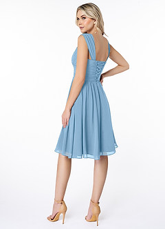 Azazie Angie Brautjungfernkleider A-Linie Korsett Chiffon Kleid Stahlblau image5
