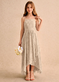 Azazie Twilight Girls Formal Flower Girl Klänningar Klänning A-linje i Blommig Utbrändhet Plisserad image5