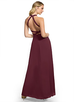 Azazie Clarice Bridesmaid Dresses Cabernet A-Line Halter Chiffon Dress image4