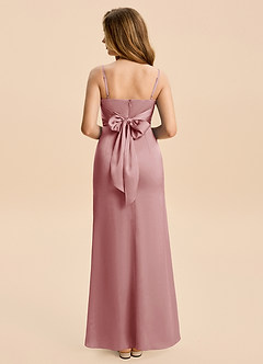 Azazie Minnie Junior Robe Fourreau en Satin extensible Rayé Rose Poussiéreuse image2