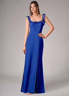 Azazie Callie Abiti da Damigella Abito Convertibile Sirena in Chiffon Spacco Laterale Blu Reale image4