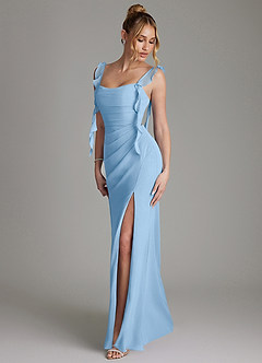 Azazie Jessamine Bridesmaid Dresses Powder Blue Mermaid Corset Chiffon Dress image6