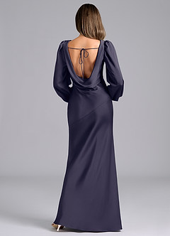 Azazie Rylina Bridesmaid Dresses Stormy Mermaid Long Sleeve Stretch Satin Dress image2