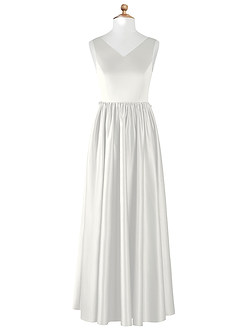 Azazie Hathaway Junior Jurk van Stretch Satijn met A-Lijn Boog Wit image6