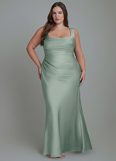 Azazie Agustina Brautjungfernkleider Meerjungfrau-Linie Korsett Stretch-Satin Kleid Agave image7