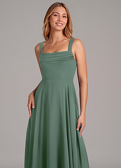 Azazie Shaude Bridesmaid Dresses Eucalyptus A-Line Pleated Chiffon Dress image5