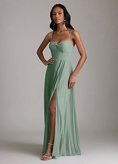 Azazie Akiko Bridesmaid Dresses Silver Sage A-Line Sweetheart Neckline Chiffon Dress image4