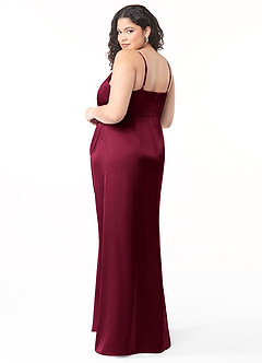 Azazie Maci Robes de demoiselle d'honneur Robe Trapèze en Satin extensible Col V plissé Bourgogne image8