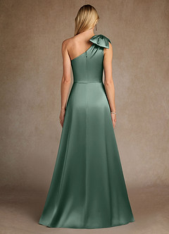 Azazie Easton Mother of the Bride Dresses Eucalyptus A-Line One Shoulder Stretch Satin Dress image3
