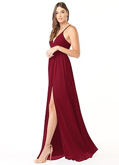 Azazie Aaida Brautjungfernkleider A-Linie Korsett Chiffon Kleid Burgunderrot image4