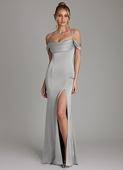 Azazie Nira Brudepigekjoler Havfrue Korset Stræk satin Gulv-længde Kjole image5