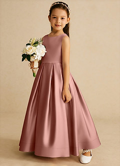 Azazie Cailee Flower Girl Dresses Cedar Rose Ball-Gown Pleated Matte Satin Dress image2