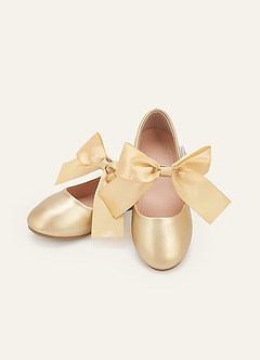 front Satin Bow Mary Jane Girls' Flat Shoes