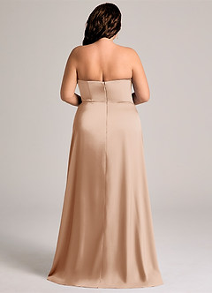 Azazie Wren Brudtärnklänningar Klä av A-Linje i Stretch Satin Axelbandslös Engelsk Ros Konvertibel image7