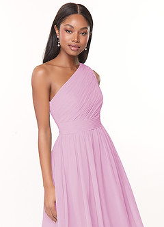 Azazie Katrina Bridesmaid Dresses Candy Pink A-Line One Shoulder Chiffon Dress image5