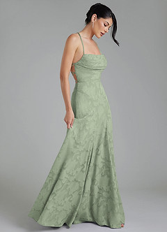Azazie Tatum Bridesmaid Dresses Agave A-Line Corset Floral Burnout Dress image7