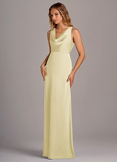Azazie Wrenlee Bridesmaid Dresses Lemon Sorbet A-Line Stretch Satin Dress image3
