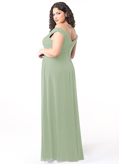 Azazie Audrianna Bridesmaid Dresses Dusty Sage A-Line Off-The-Shoulder Gathered Chiffon Convertible Dress image10