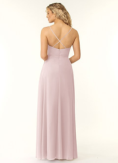 Azazie Naeem Bridesmaid Dresses Blushing Pink A-Line V-Neck Ruffle Chiffon Dress image2