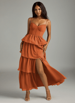 Azazie Kaiden Bridesmaid Dresses Cinnamon A-Line Sweetheart Neckline Chiffon Dress image5