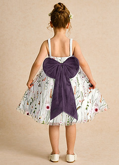 Azazie Peppa Flower Girl Dresses Ivory Plum A-Line Sweetheart Neckline Tulle Dress image2